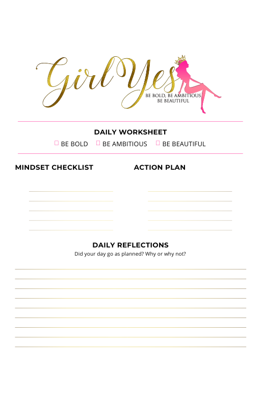 Girl Yes Daily Worksheet- FREE